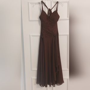 Sangria Brown evening chiffon event prom gown dress size 6